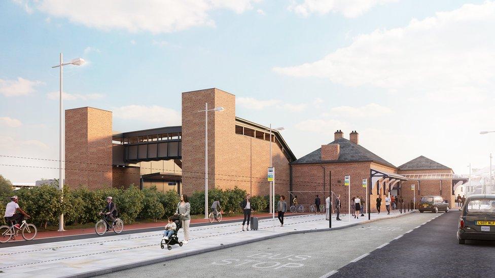 Artist's impression of the outside of the new station