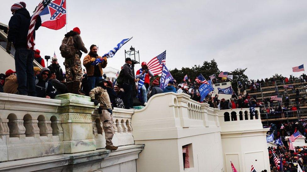 Donald Trump supporters attacking the Capitol