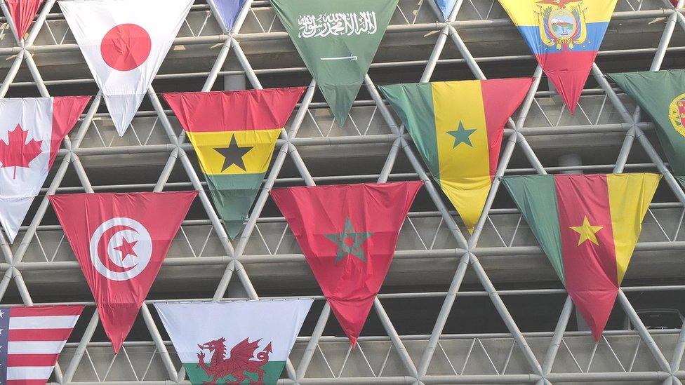 The flags of Africa's five World Cup representatives in Qatar