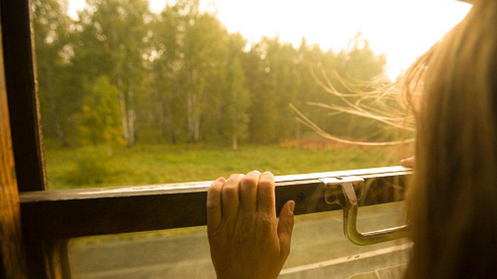 File image of Russian girl on a train