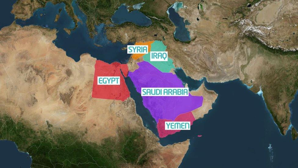 Map showing where Yemen is