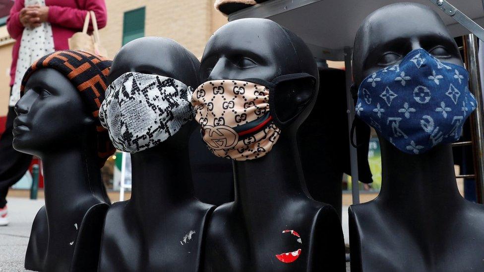 Facemasks on mannequins