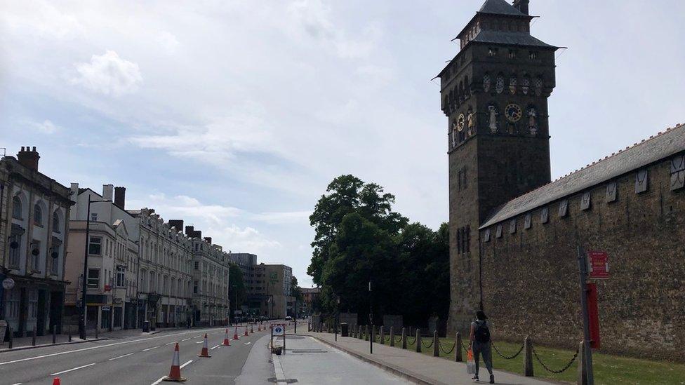 Pedestrian and cycle lane added to Castle Street, Cardiff