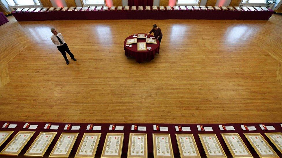 Hillsborough scrolls laid out