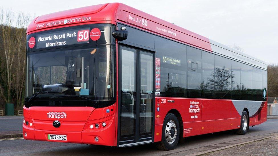 Electric bus in Nottingham