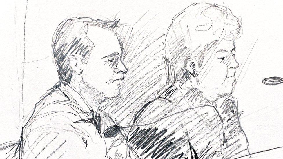 Swedish doctor Martin Peter Trenneborg (L) is seen next to his lawyer Mari Schaub in this courtroom sketch received by Reuters on 25 January 2016