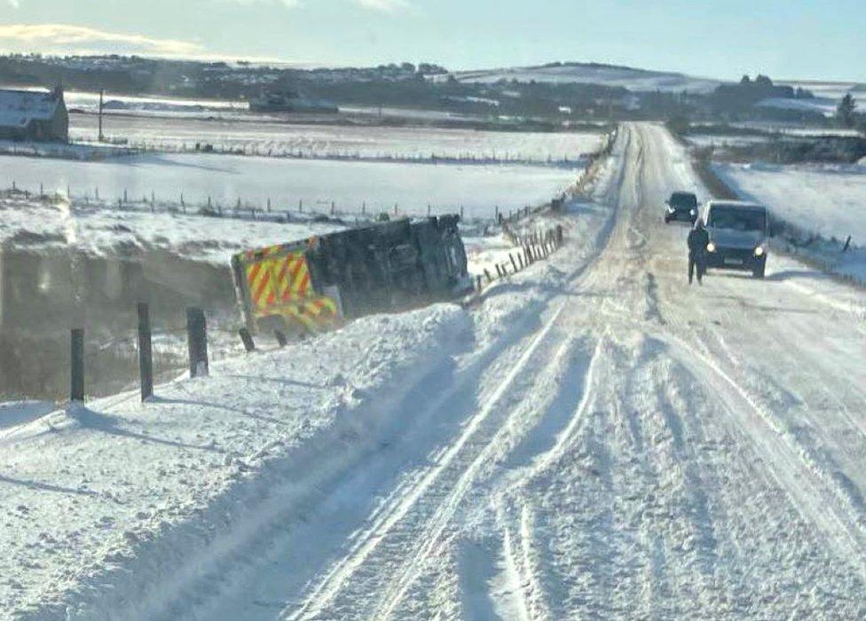 Overturned ambulance