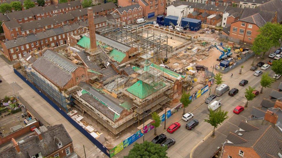 Aerial view of Templemore Baths under construction