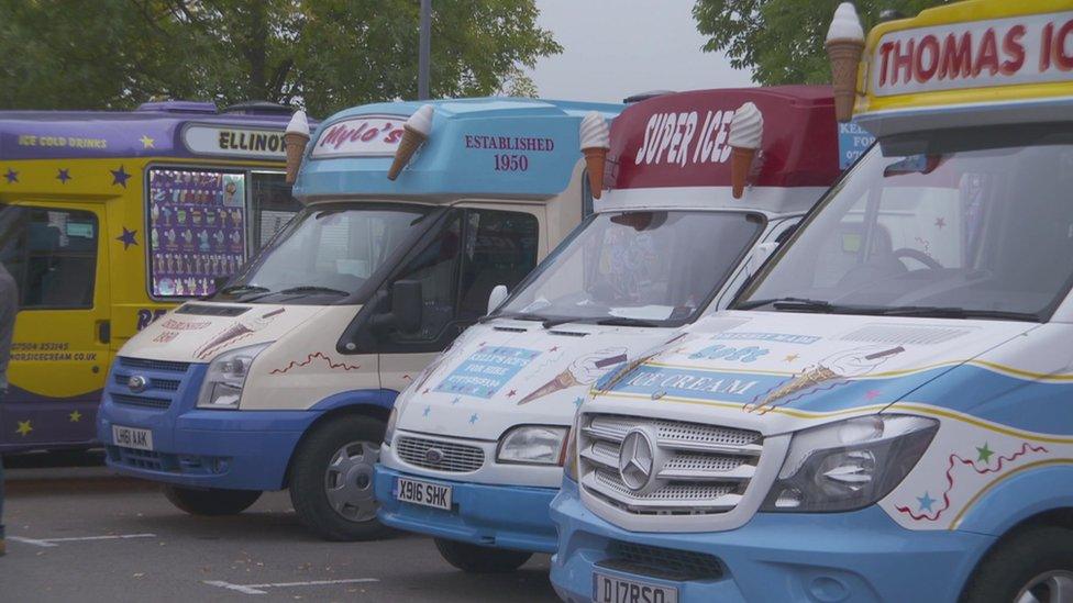 Ice cream vans parked