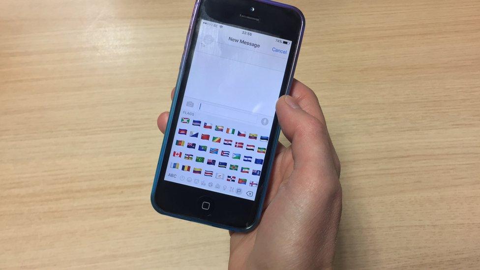 Emoji flags on a smartphone