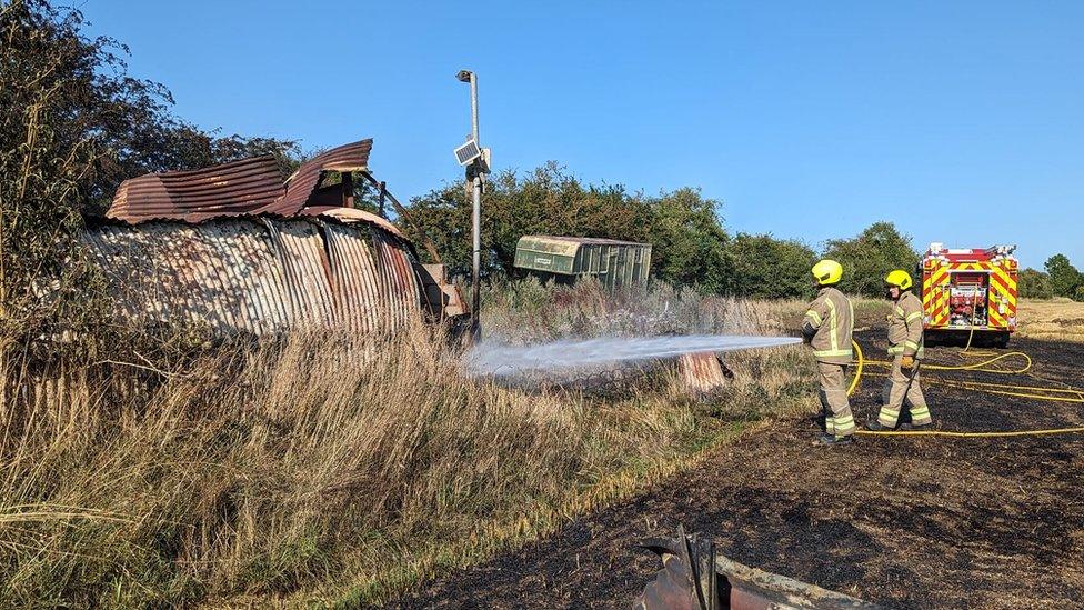 Fire in a Wrestlingworth field