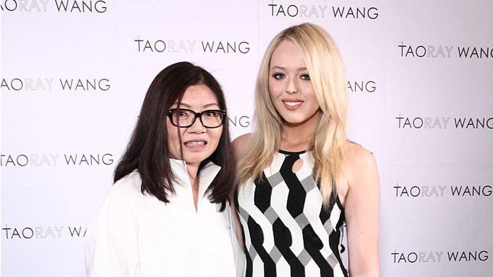 New York, USA, September 12, 2017: Taoray Wang and Tiffany Trump pose backstage at the Taoray Wang fashion show during New York Fashion Week.