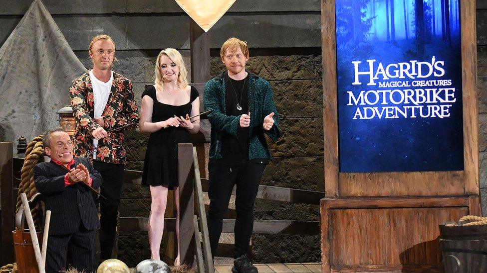 Warwick Davies, Tom Felton, Evanna Lynch and Rupert Grint