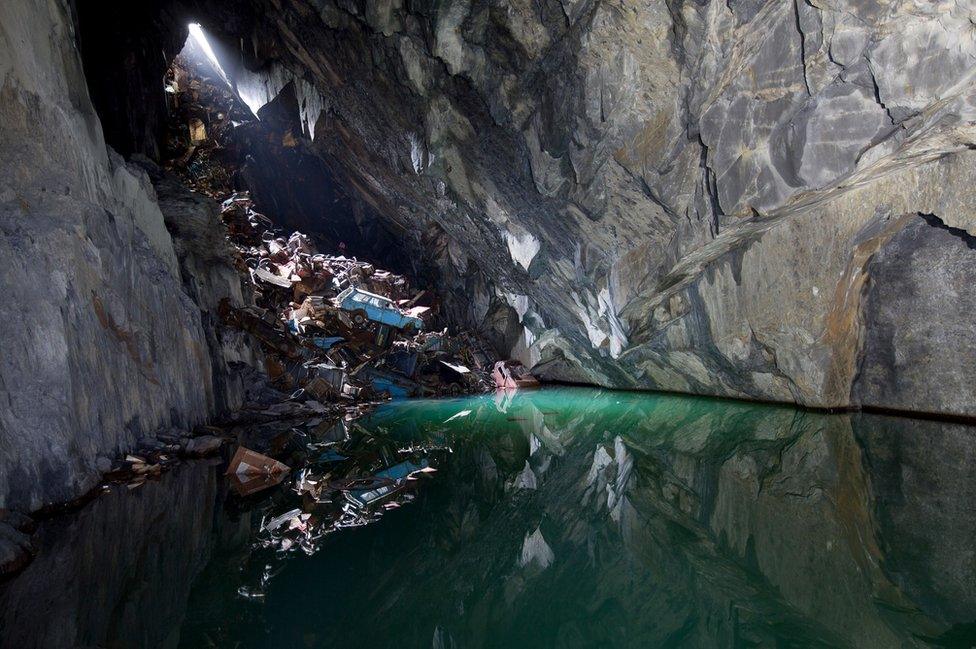 Cars in a Welsh mine