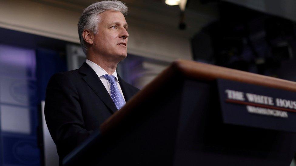 US national security adviser Robert C O'Brien during a press briefing at the White House on September 4, 2020