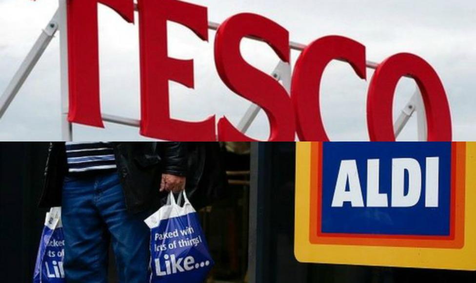 Tesco and Aldi signs