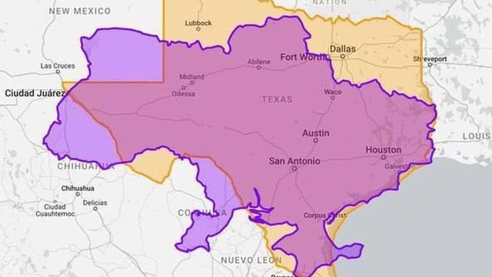 This is image comparing Ukraine's and Texas' land mass has been widely shared in China