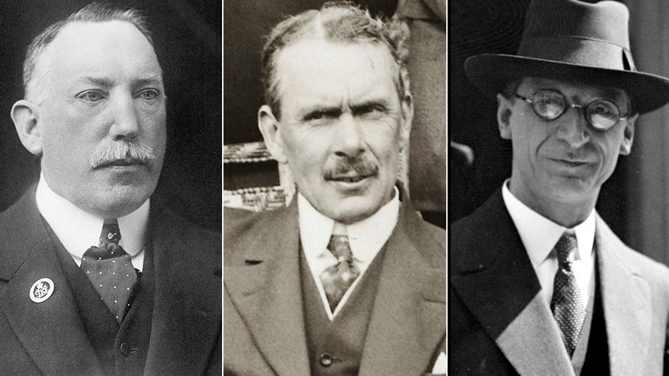 Sir James Craig, JM Andrews and Eamon De Valera