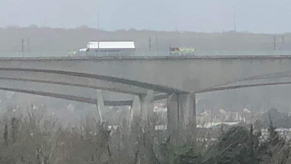 Lorry overturned on the M2