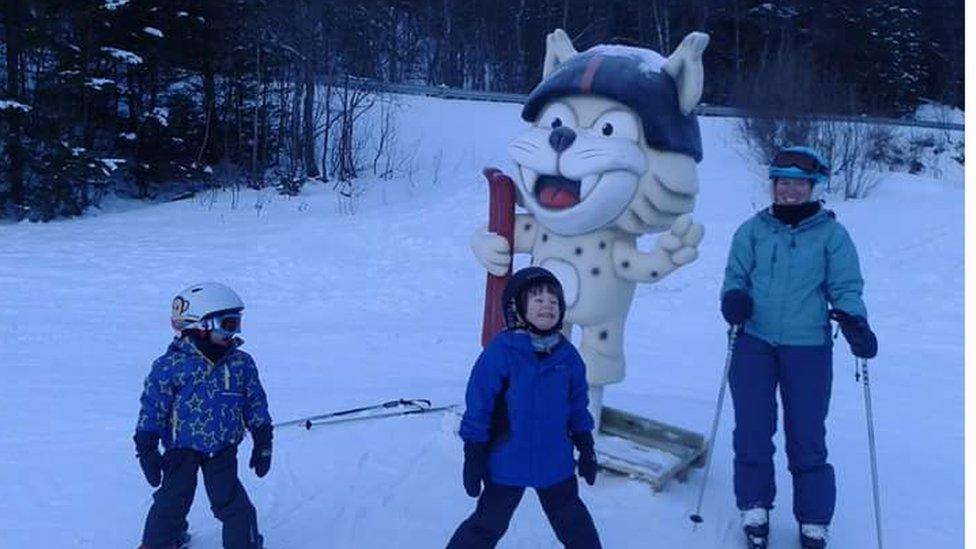 John Reekie's sons, Andrew and James, with his wife, Deborah, on a skiing holiday in Hemsedal, Norway, in February 2017.