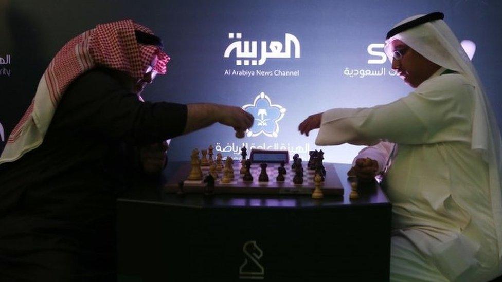 Attendees play chess for fun as they attend at the King Salman Rapid Blitz Chess Championships opening in Riyadh, Saudi Arabia, December 25