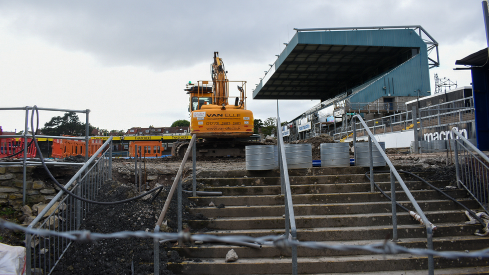 Building works at a football stadium