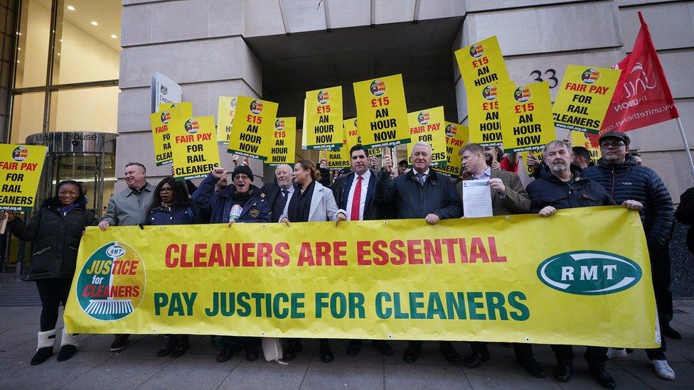 Railway cleaners stage a strike