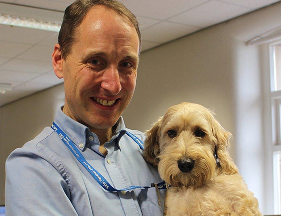 David Anderson and Jasper, the therapy dog