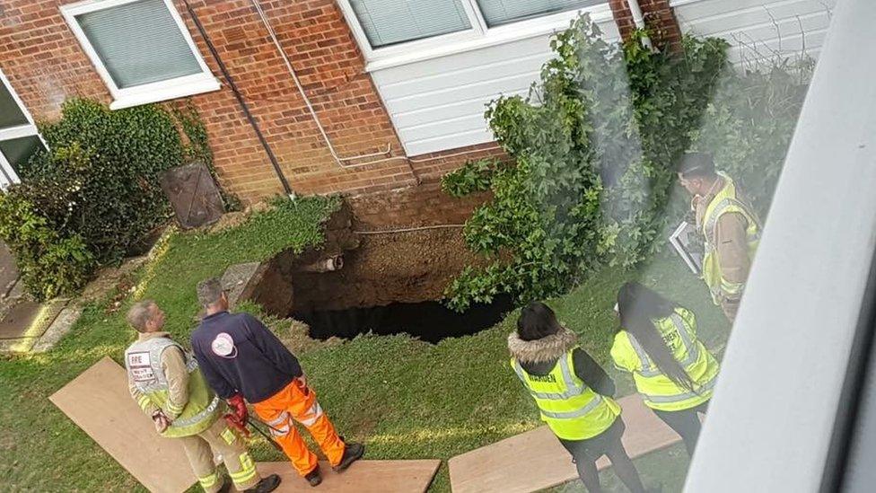 Sinkhole at Cedar Court, St Albans