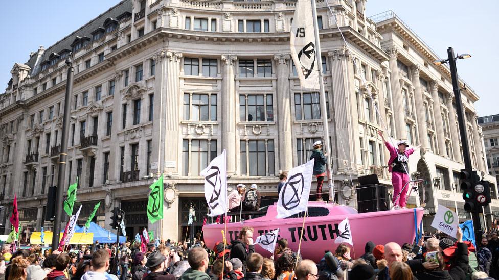 The Extinction Rebellion protest in central London