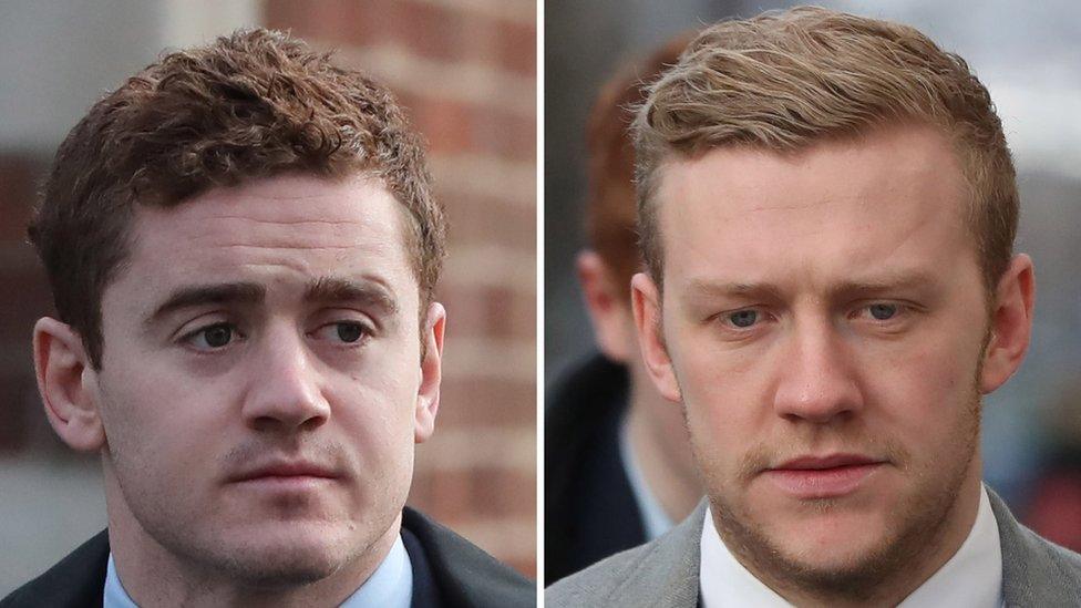 Ireland and Ulster rugby players Paddy Jackson (left) and Stuart Olding