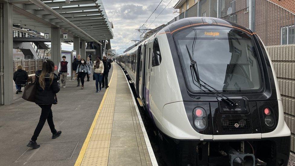 Elizabeth line train at Abbey Wood station