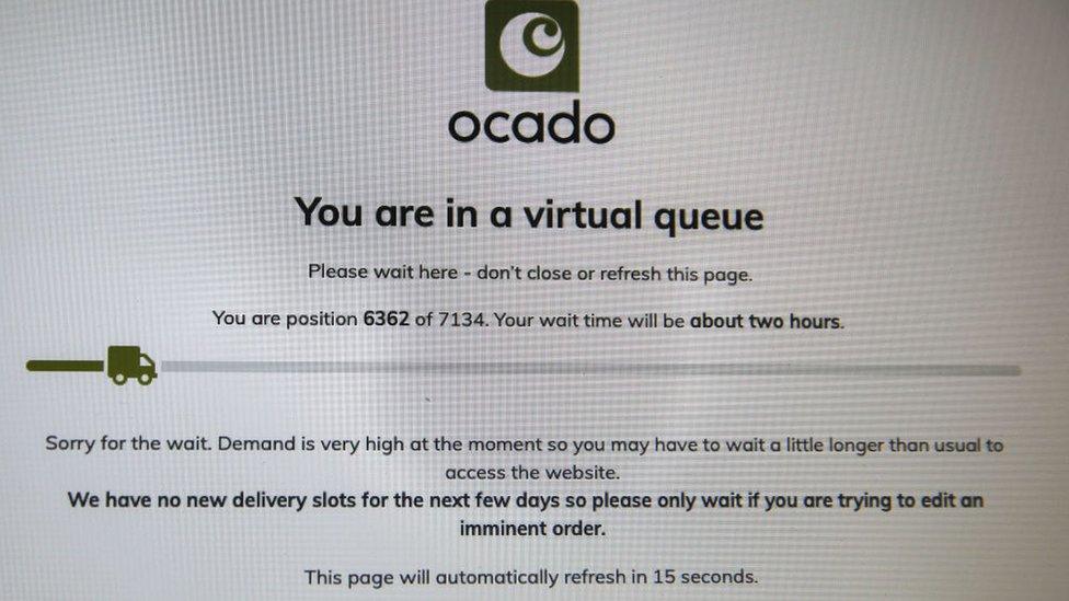 Ocado virtual queue screenshot