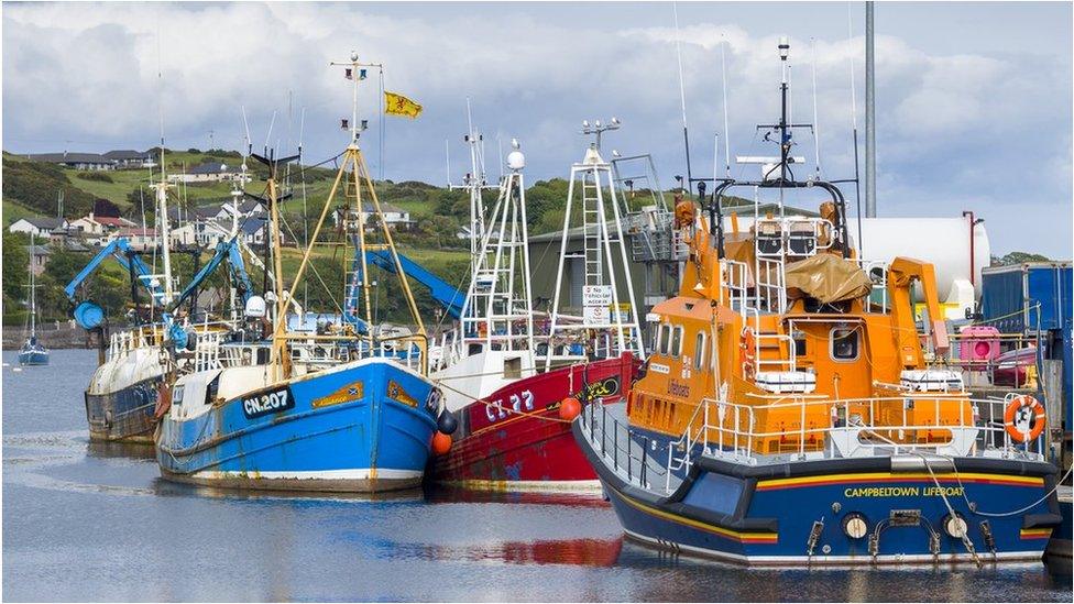 Lifeboat and fishing trawlers in Campbeltown