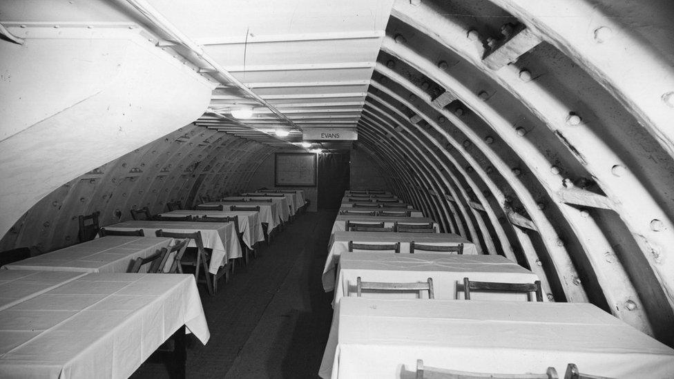 The canteen at Clapham Deep Shelter to be used to accommodate visitors to the Festival of Britain.