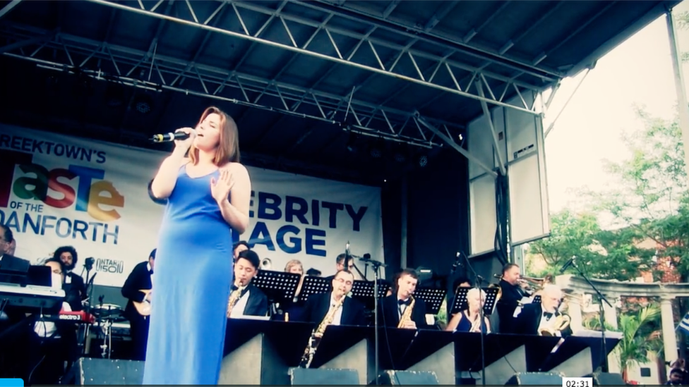 Victoria Leone performing with the Sheraton Cadwell Orchestras in Toronto