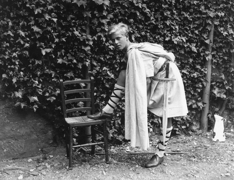 Prince Philip dressed for the Gordonstoun School's production of 'MacBeth', in Scotland. (Photo by Fox Photos/Getty Images)