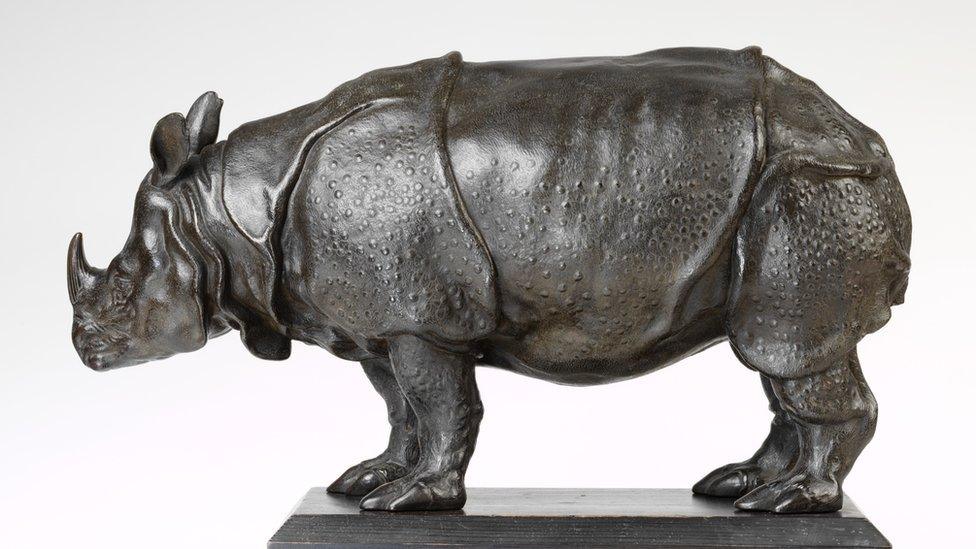 Bronze statuette of rhinoceros, late c18th