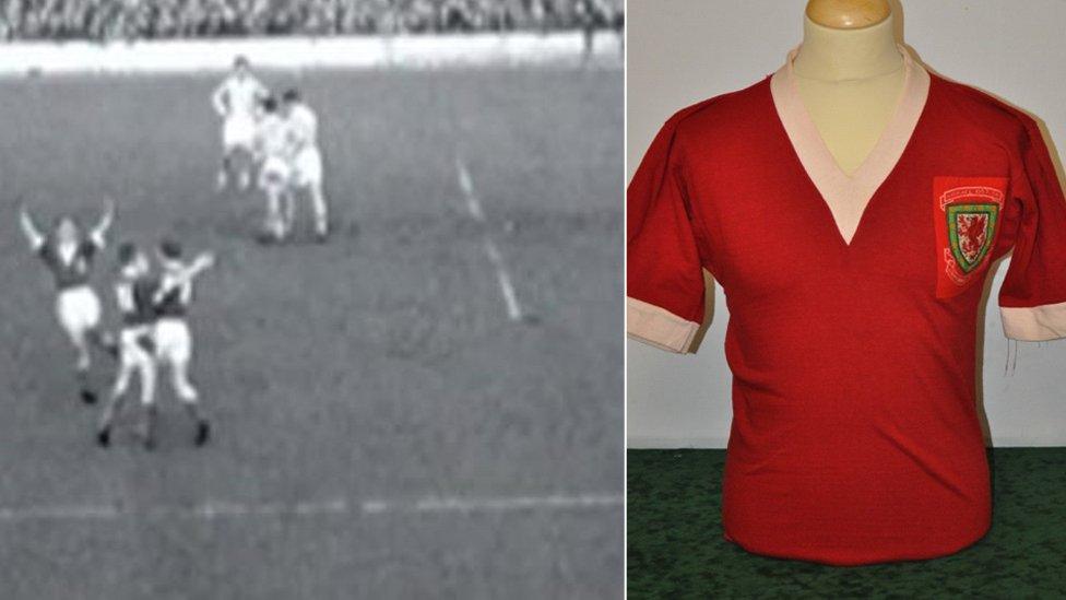 A shirt was worn by Wales' Len Allchurch in the first leg of the 1958 World Cup playoff against Israel