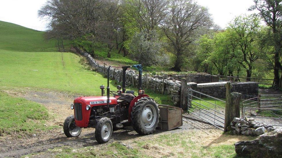 A tractor on Abercrave Woods, Powys