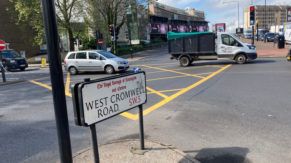 The junction between West Cromwell Road and Warwick Road