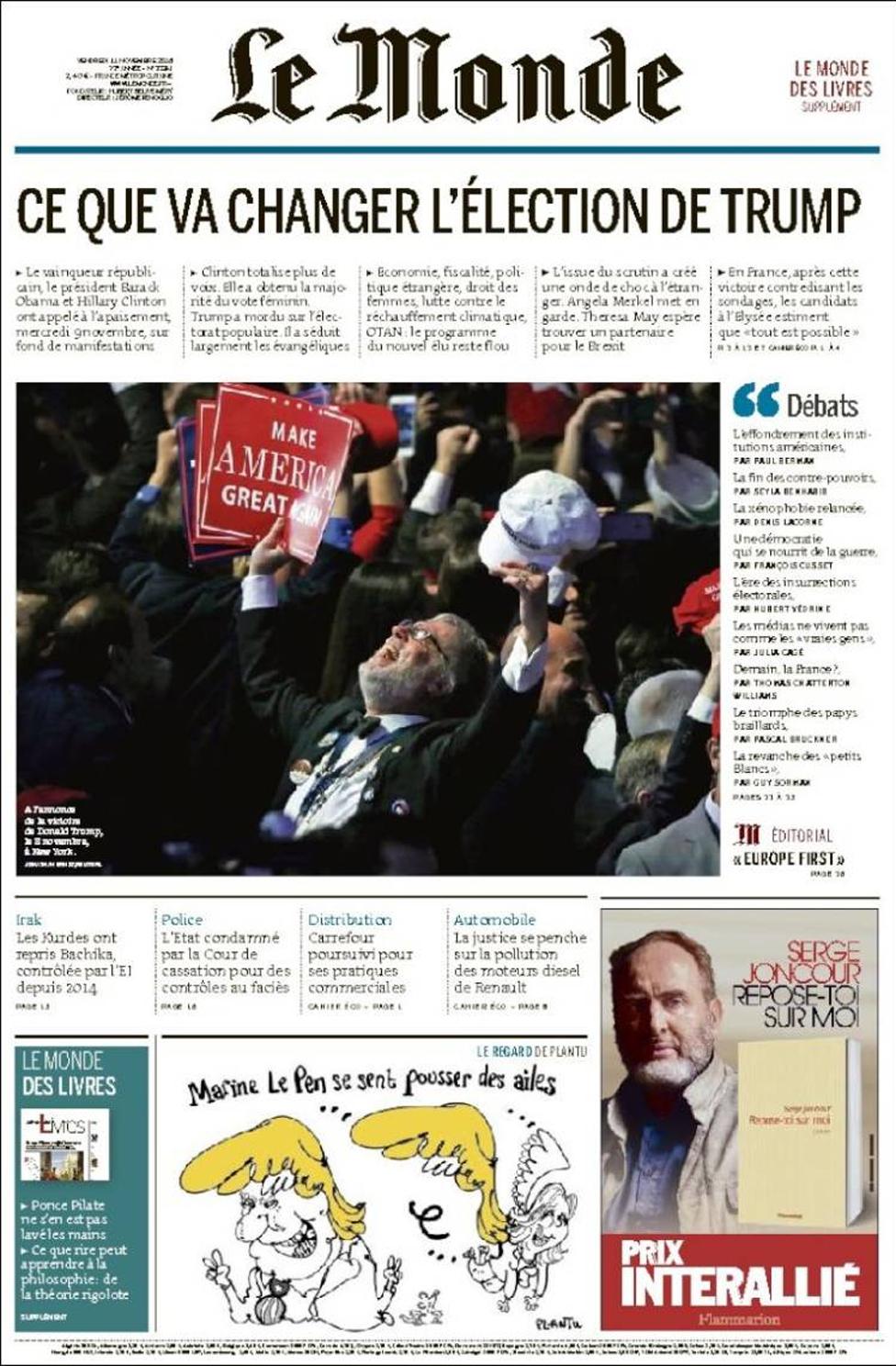 Front cover of French newspaper Le Monde