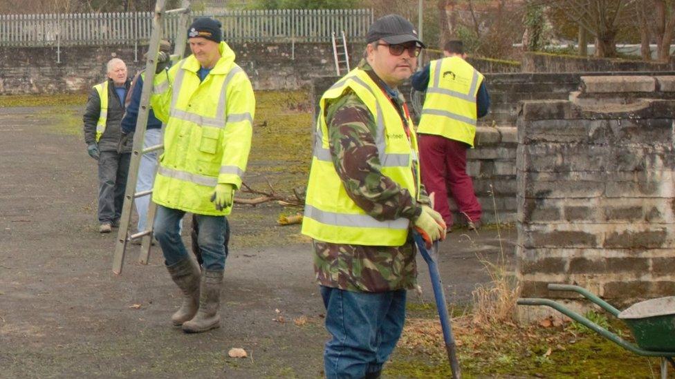 Volunteers working on the canal