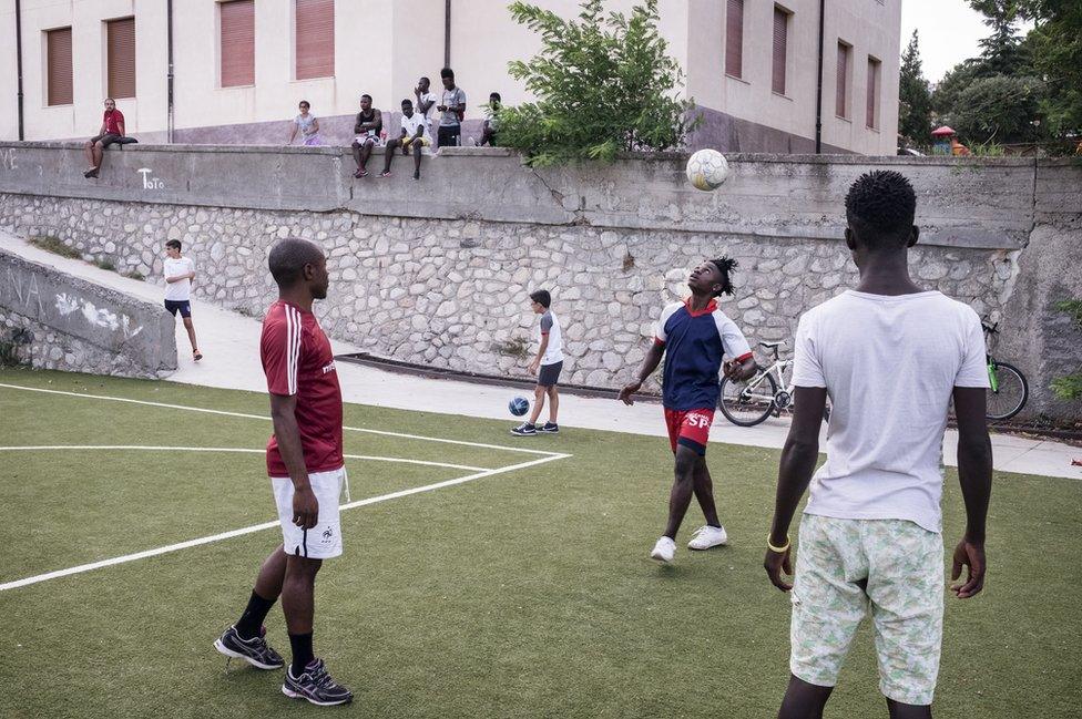 Daily football match on the newly refurbished pitch