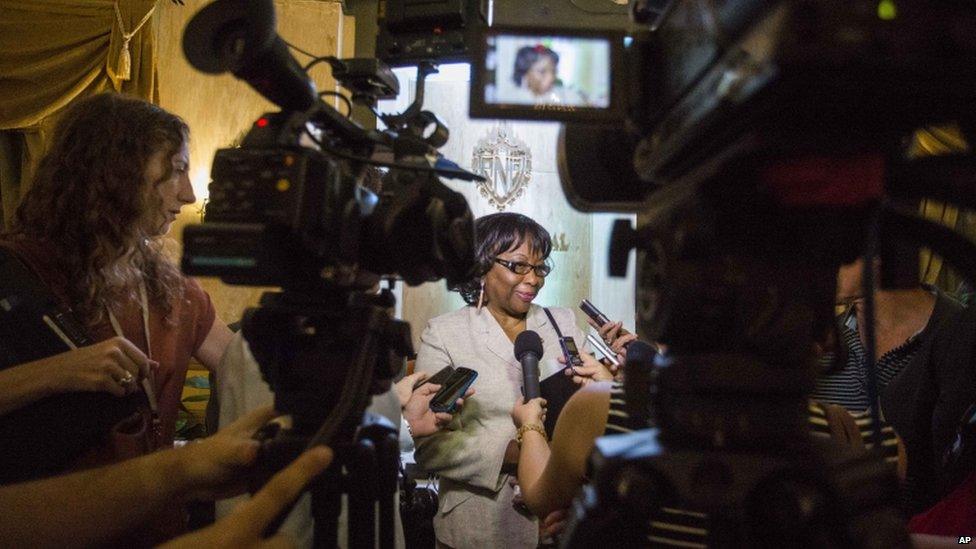 The director of the Pan American Health Organization Carissa Etienne speaks to reporters in Havana