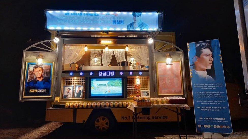 A food truck sent to Hyun Bin during filming