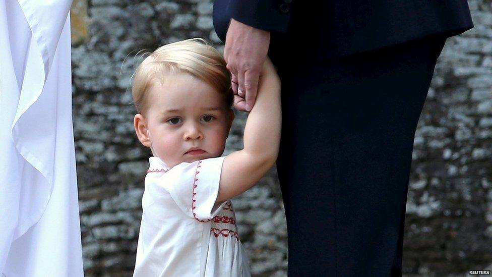 Prince George hold onto his dad Prince William's hand