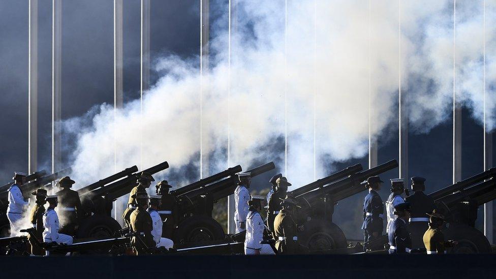 A gun salute in Canberra, Australia