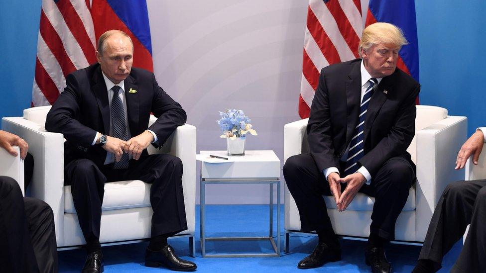 US President Donald Trump and Russia's President Vladimir Putin - July 2017