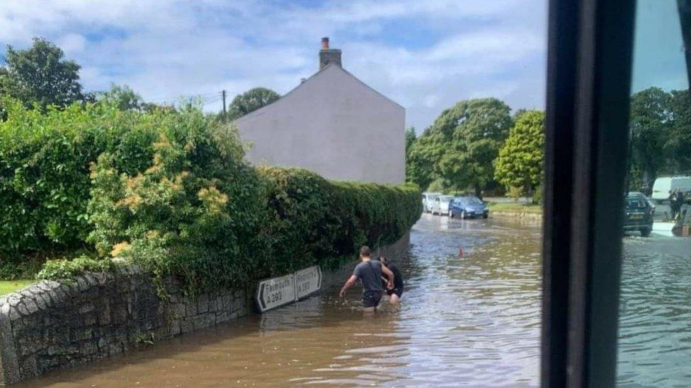 Flooding near Lanner, Cornwall